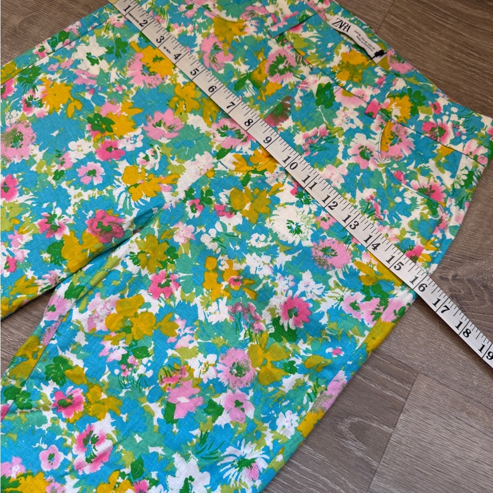 Zara Multicolor Floral Cropped Pants-Size 2-NWT - Picture 10 of 15